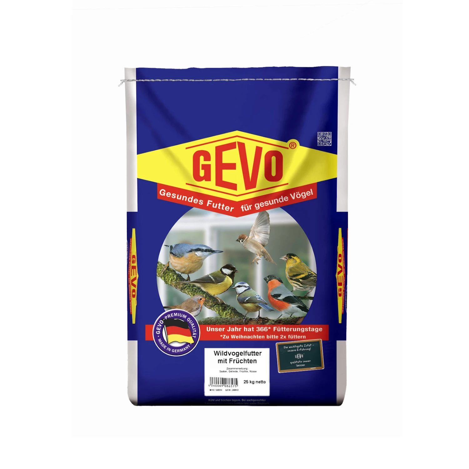 Gevo Wildvogelfutter Mit Früchten 25kg 4 Gevo Wildvogelfutter Mit Früchten 25kg – Bild 2